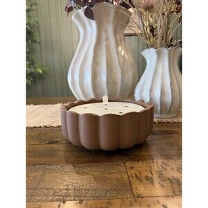 6 Wick Ceramic Scalloped Rim Salted Honey Jar Candle Tan 42oz - Hearth & Hand
